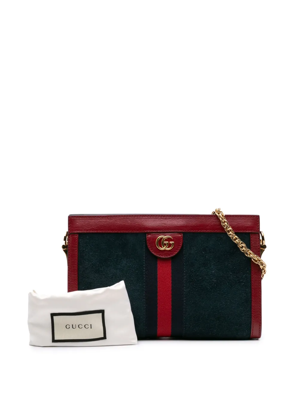 Gucci Pre-Owned Borsa a tracolla Ophidia piccola in pelle scamosciata con catena 2016-2024 | Image 6