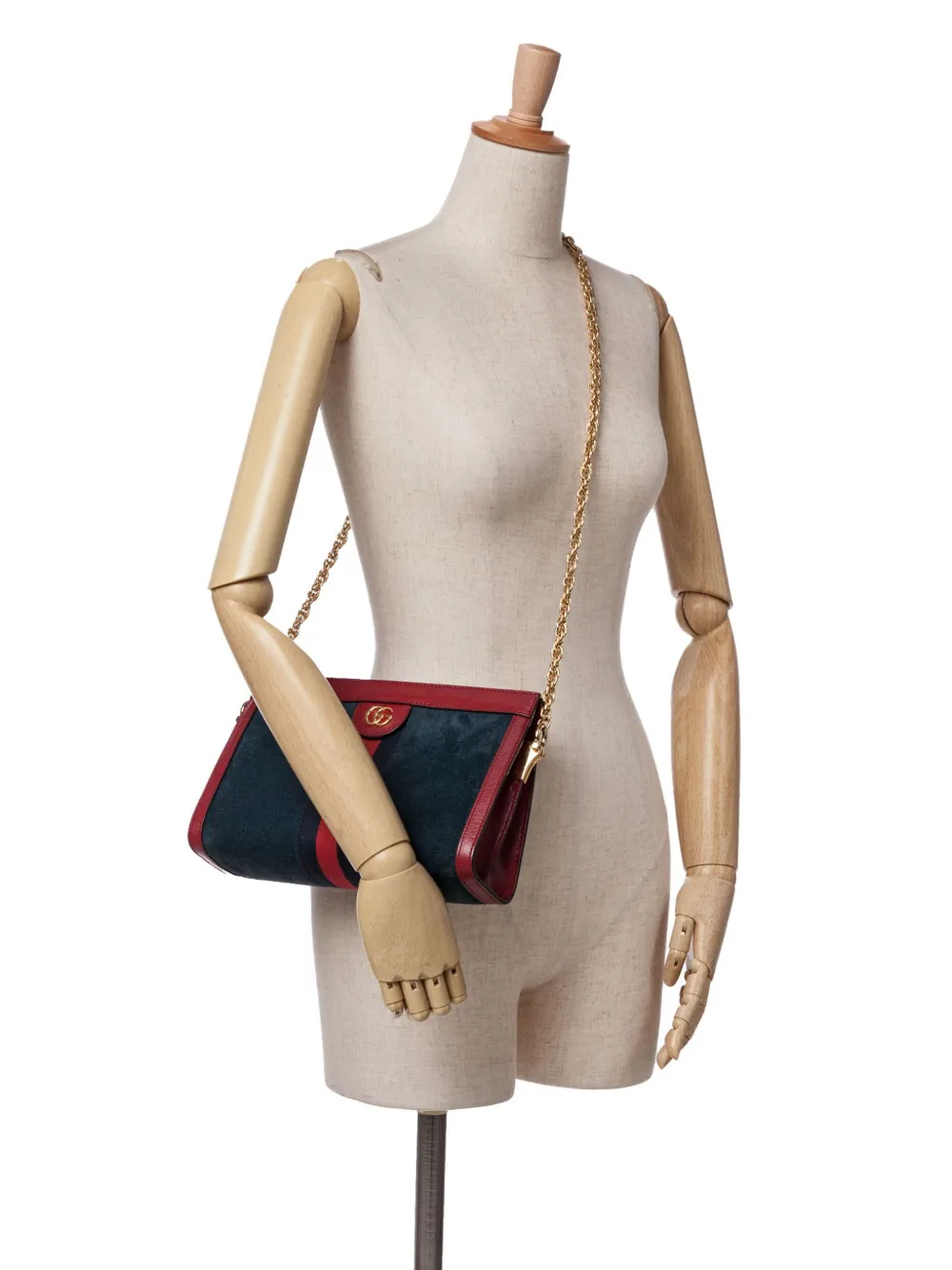 Gucci Pre-Owned Borsa a tracolla Ophidia piccola in pelle scamosciata con catena 2016-2024 | Image 7