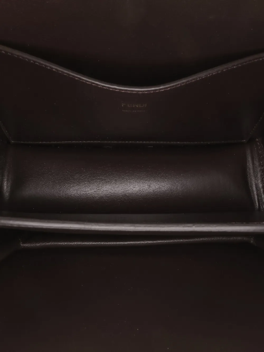 FENDI Pre-owned 2010-2024 Calfskin Vitello King Nubuck Pequin Karligraphy Pocket Shoulder Bag In Brown