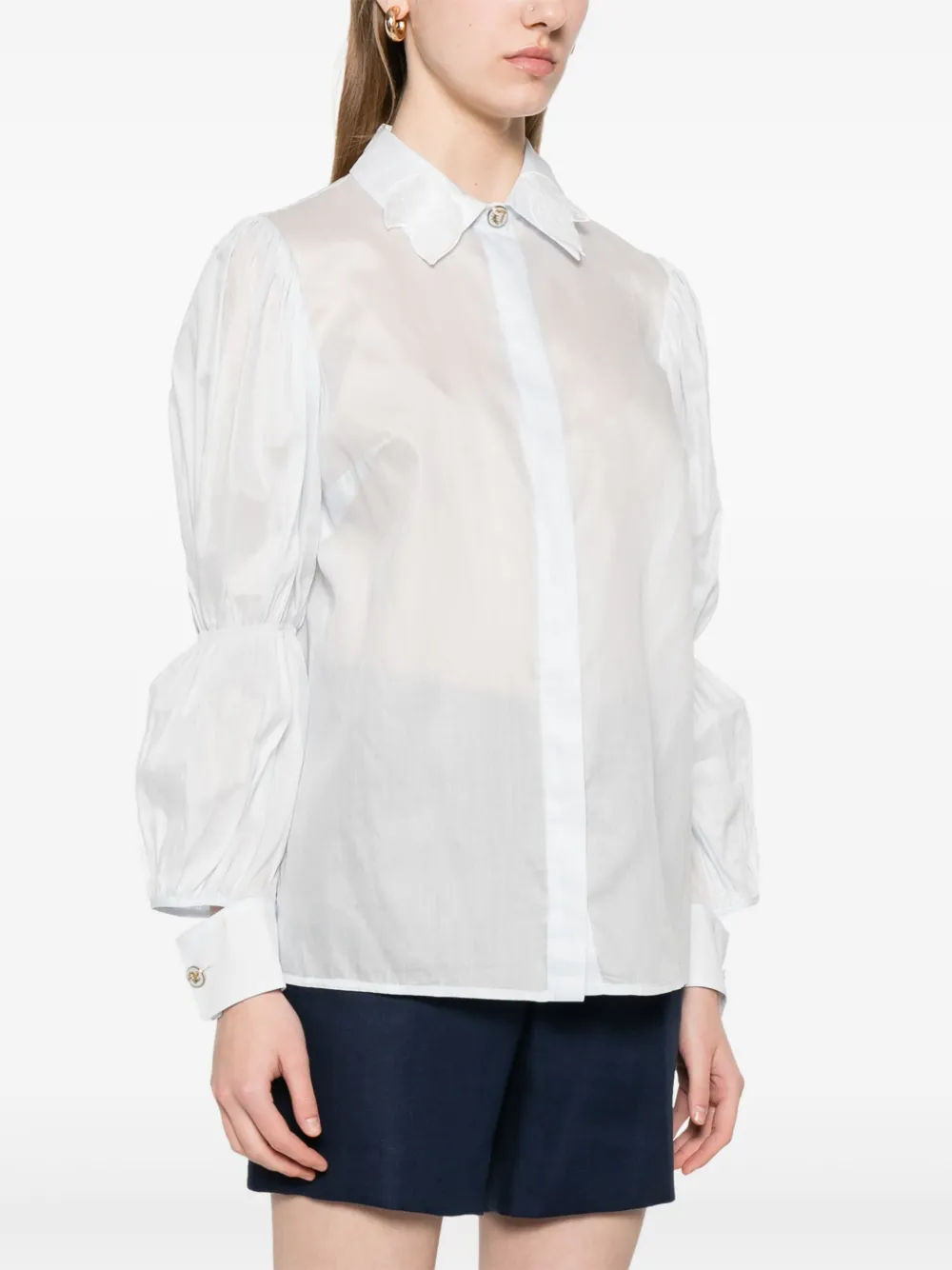 Elisabetta Franchi Mousseline blouse met fladdermouwen Blauw
