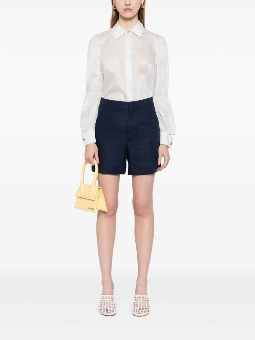 Elisabetta Franchi Mousseline blouse met fladdermouwen - Blauw