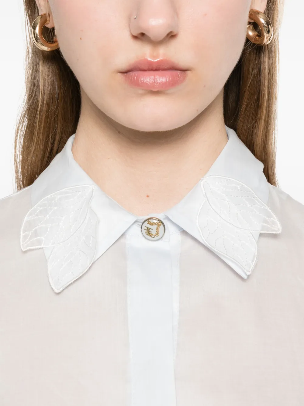 Elisabetta Franchi Mousseline blouse met fladdermouwen Blauw