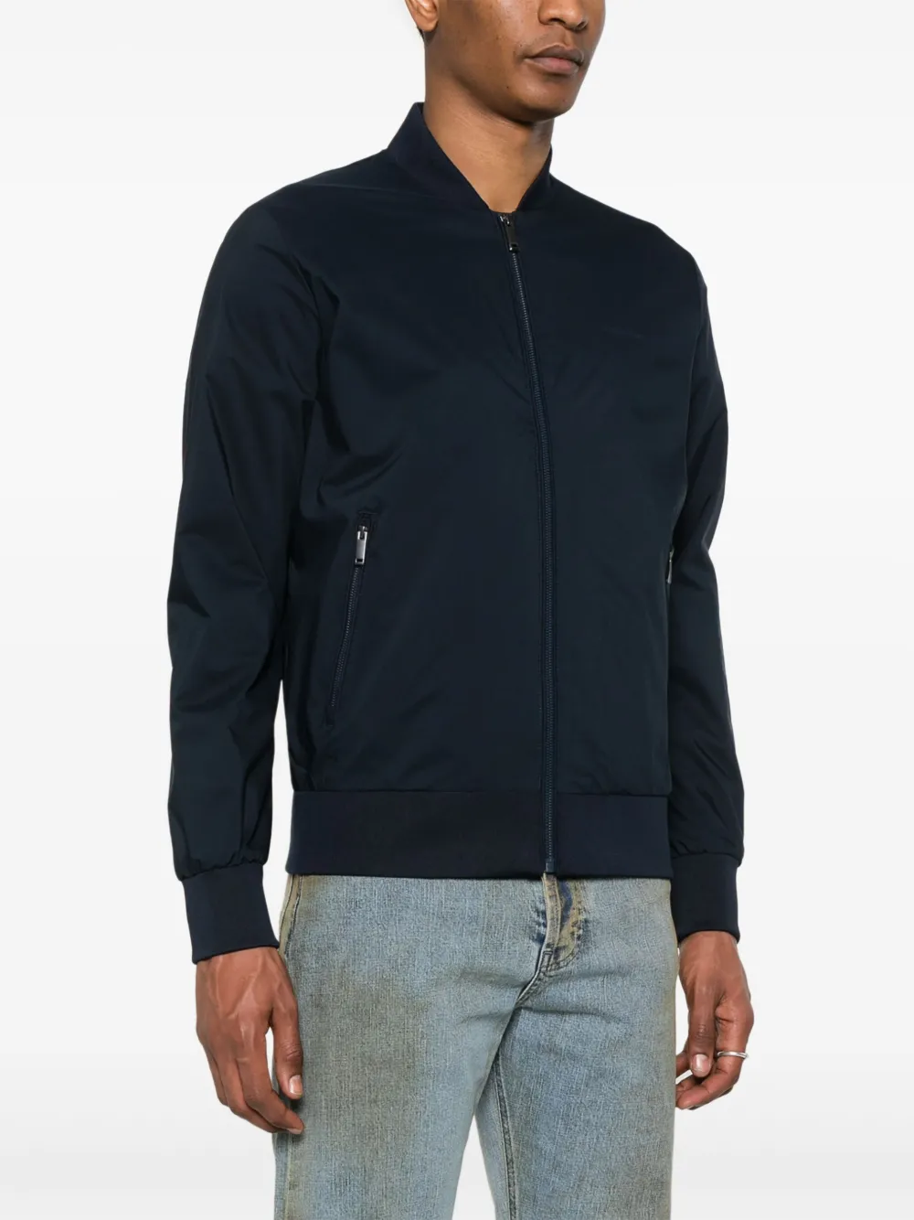 Calvin Klein Logo-print Bomber Jacket In Blue