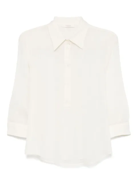 Glanshirt ramie polo shirt