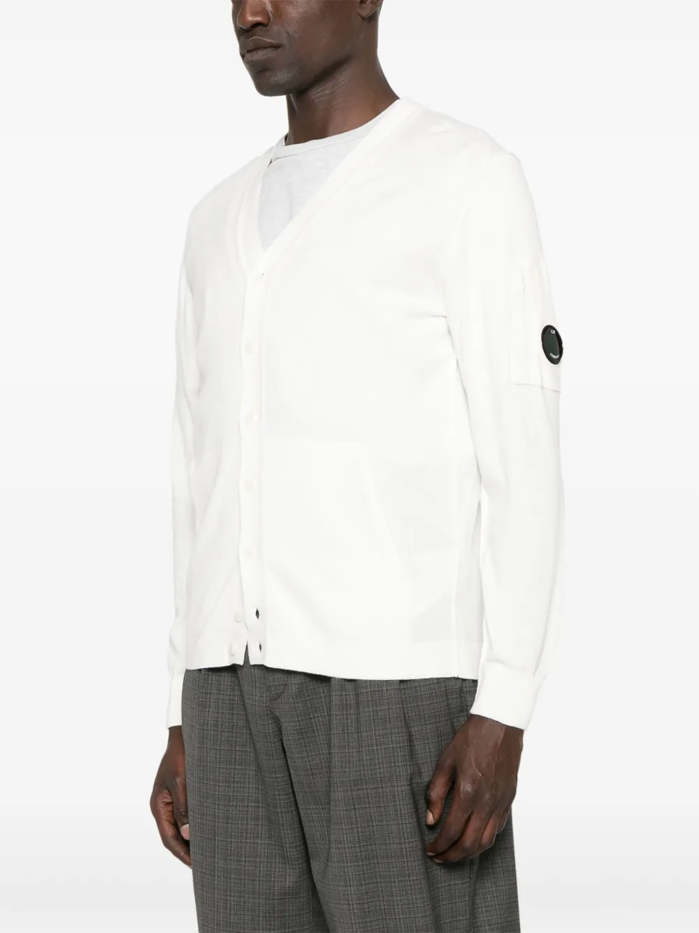 Shop C.p. Company Cotton Full-button Cardigan In White