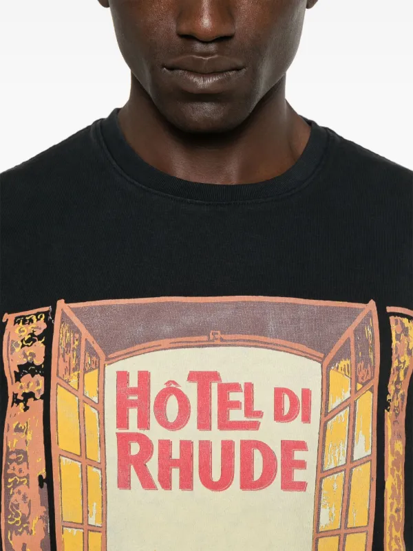 RHUDE Hotel Di Monaco T-shirt | Black | FARFETCH JO