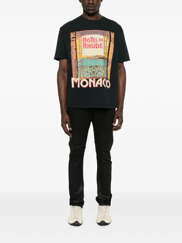 ★Rhude★ ブラック Hotel Di Monaco Tシャツ HOTEL DI MONACO TEE – R H U D E