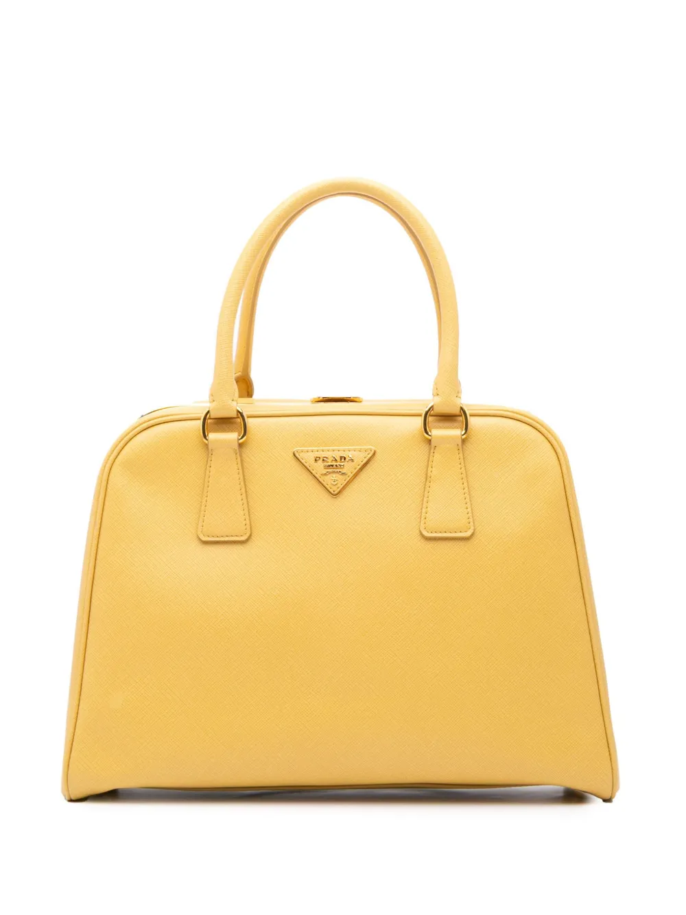 Prada Pre-Owned 2000-2024 Saffiano Lux Pyramid Frame satchel | Yellow | Image 1