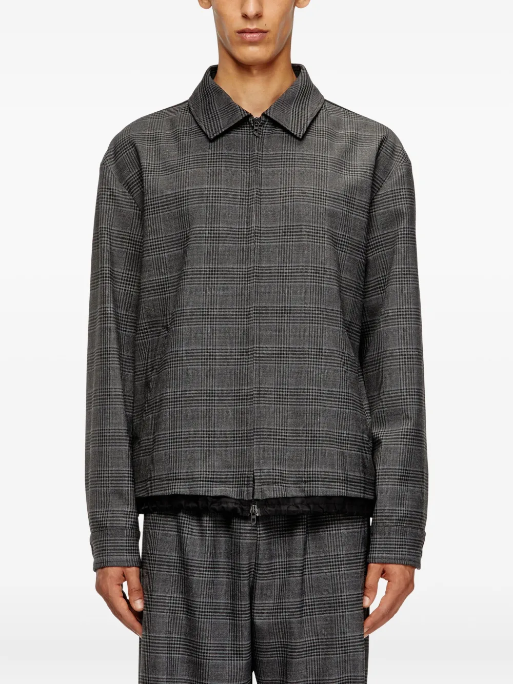 Diesel J-Ting geruit shirtjack met rits Grijs