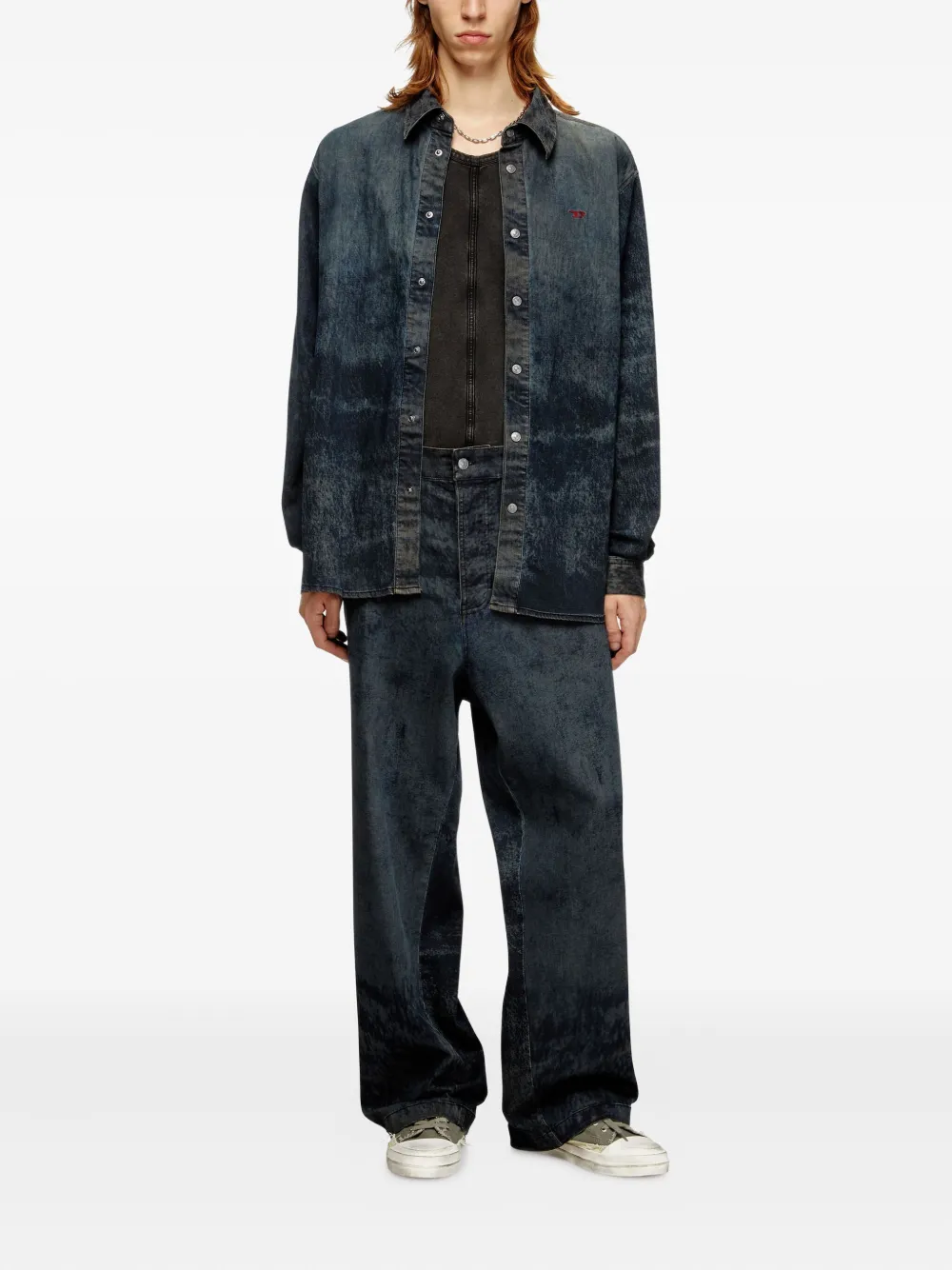 Diesel paint-splatter utility-pocket trousers - Zwart