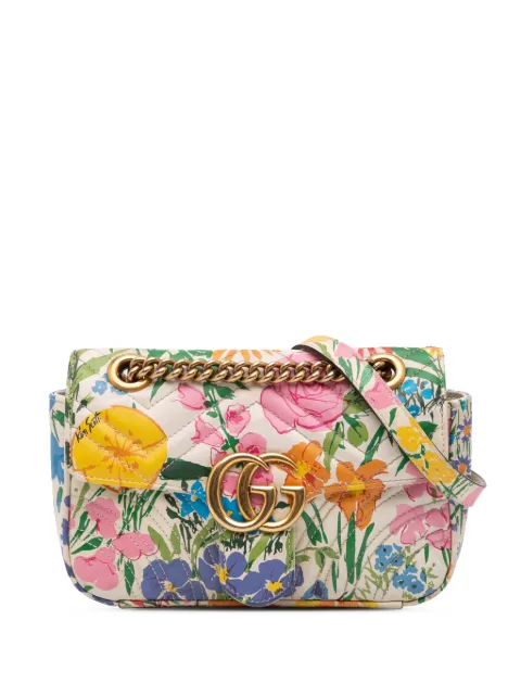Gucci Pre-Owned 2016-2024 Ken Scott Mini GG Marmont Floral Printed Matelasse Leather Flap crossbody bag