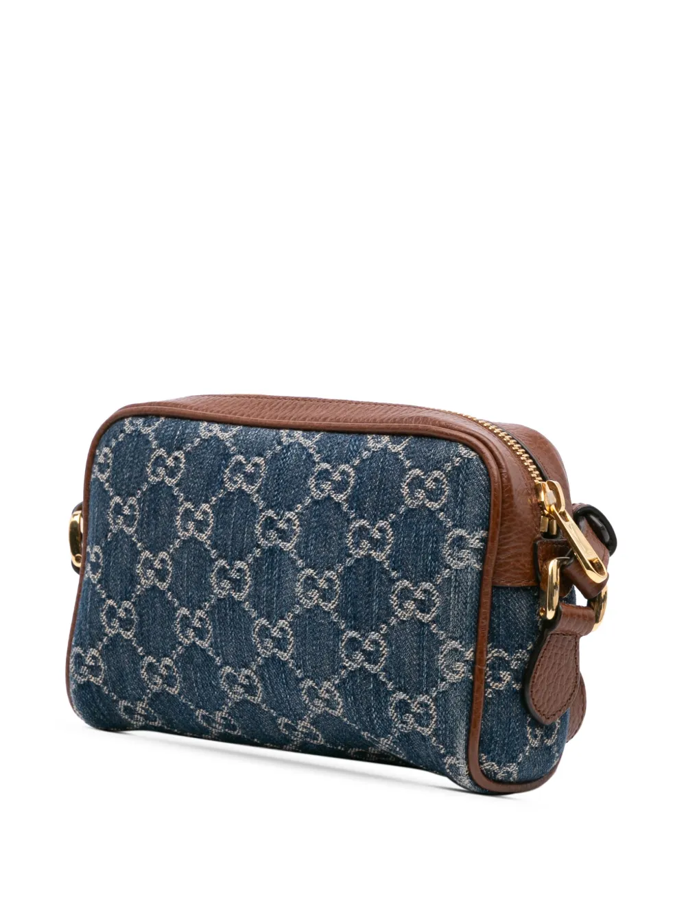 Pre-owned Gucci 2016-present Mini Gg Denim Ophidia Crossbody Bag In Blue