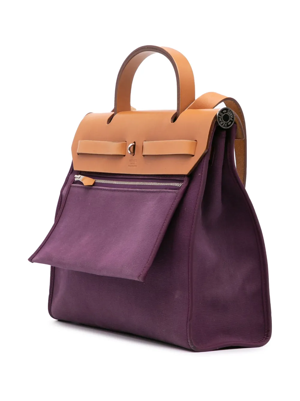 Pre-owned Hermes 2013 Toile Herbag Zip 31 Satchel In Purple