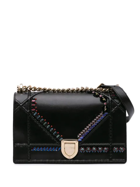 Christian Dior Pre-Owned 2016 Medium Calfskin Crystal Embroidered Diorama Flap crossbody bag