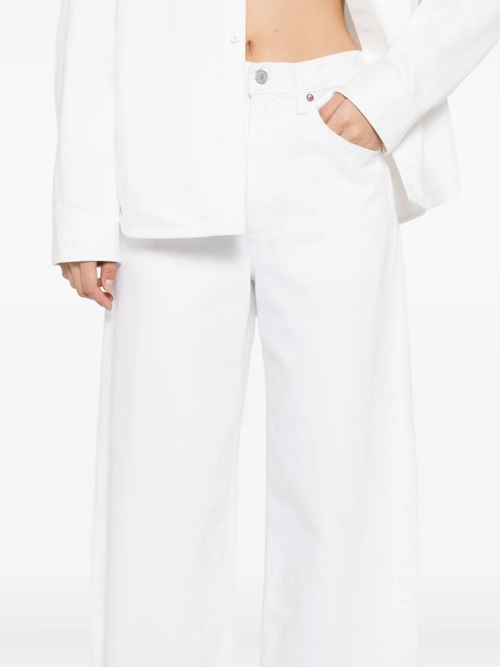 Shop Agolde Low Curve Fray Jeans In White