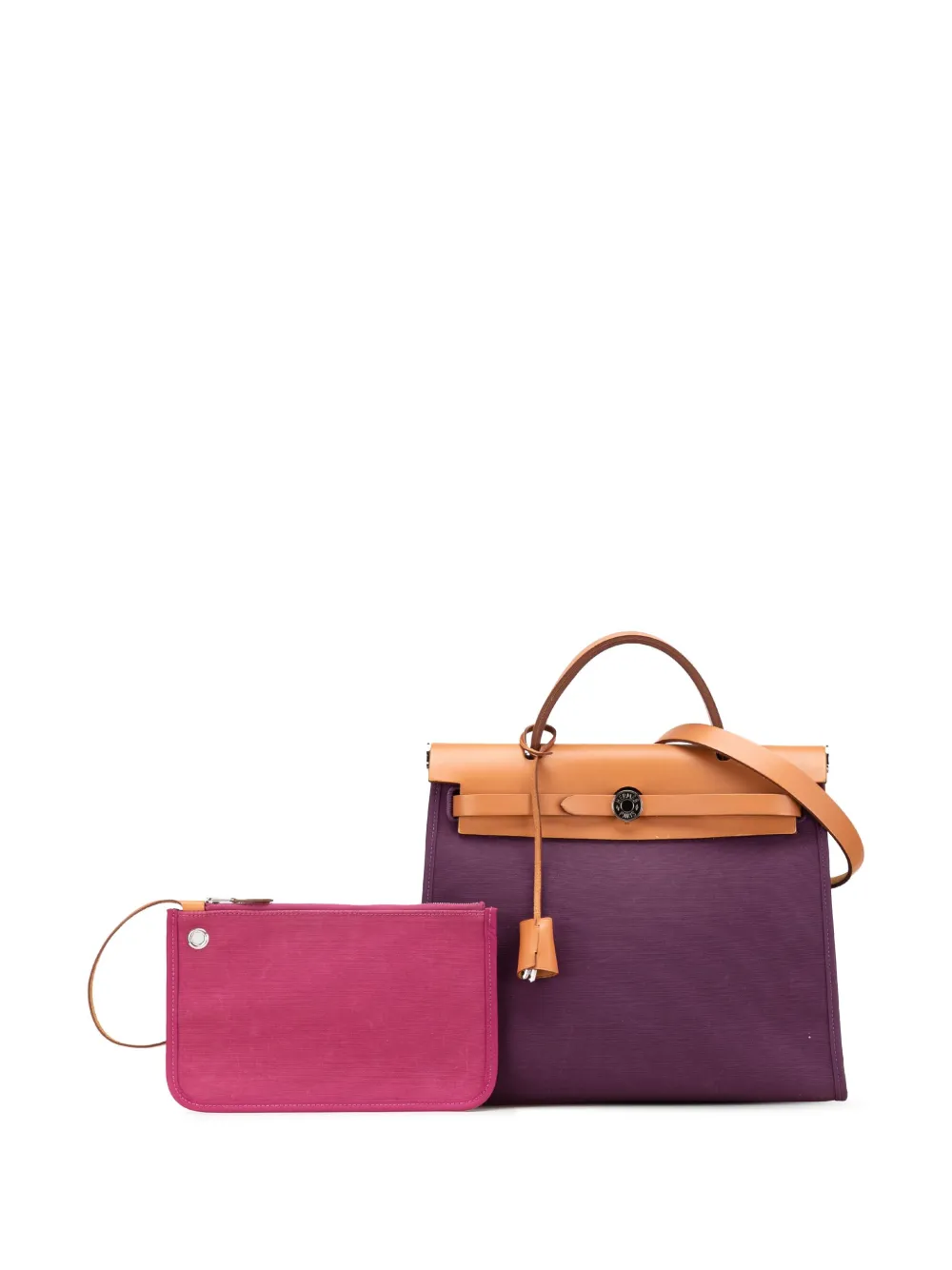 Pre-owned Hermes 2012 Toile Herbag Zip 31 Satchel In Purple