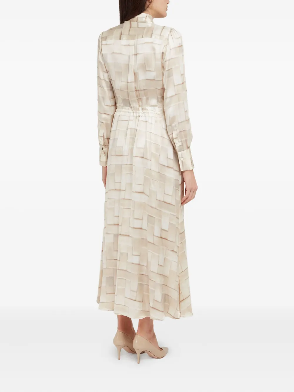 Kiton Zijden midi-jurk Beige