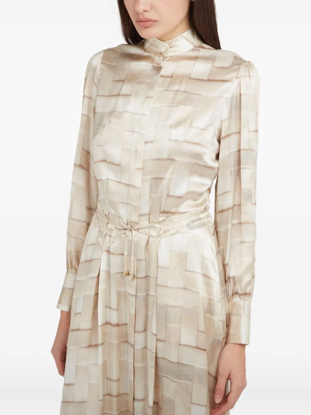 Kiton Zijden midi-jurk Beige