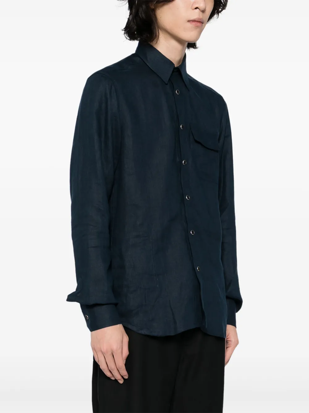 Shop Kiton Linen Shirt