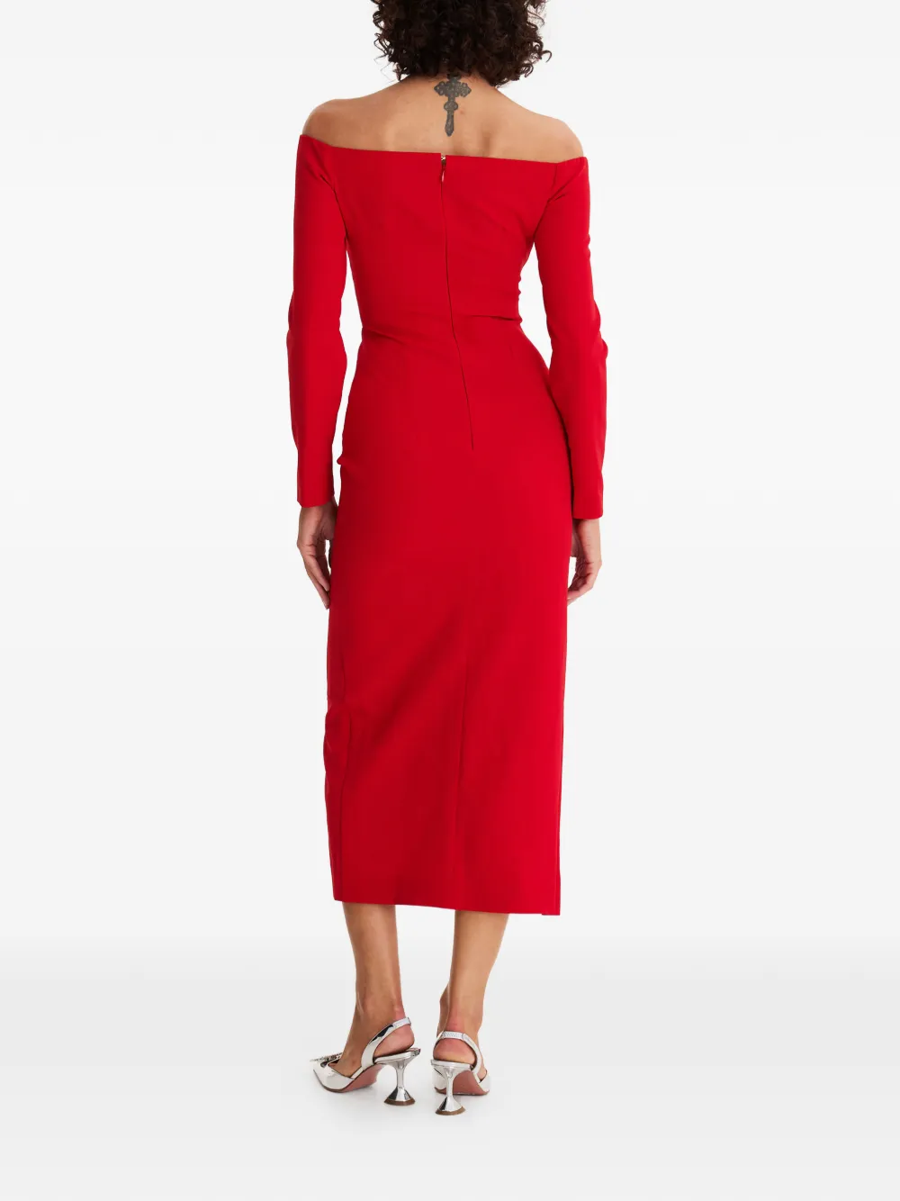  Moos Studio Off-shoulder Midi Dress - Red 
