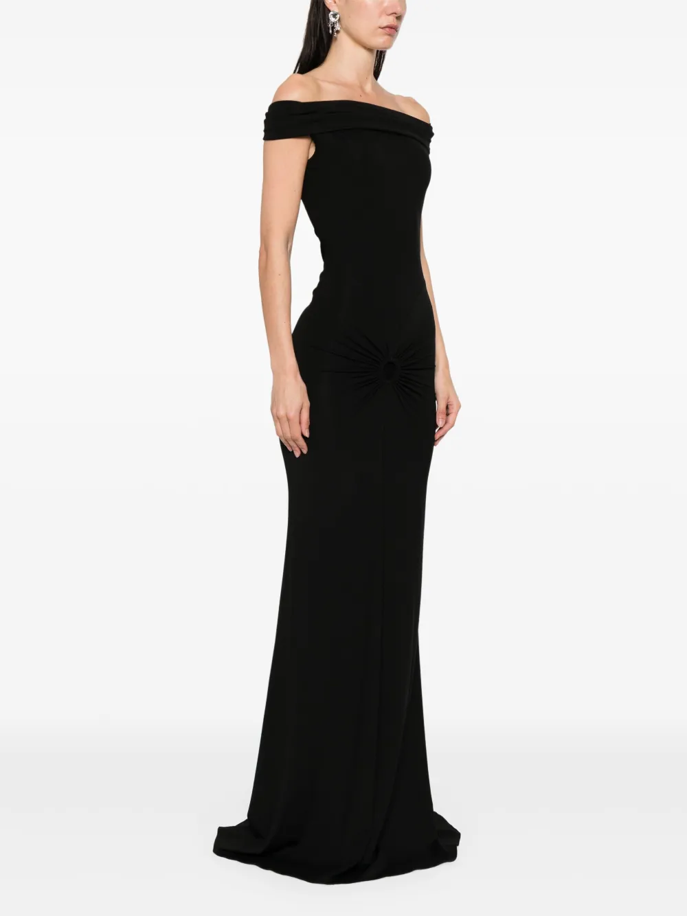 MOOS STUDIO Off-shoulder maxi-jurk Zwart