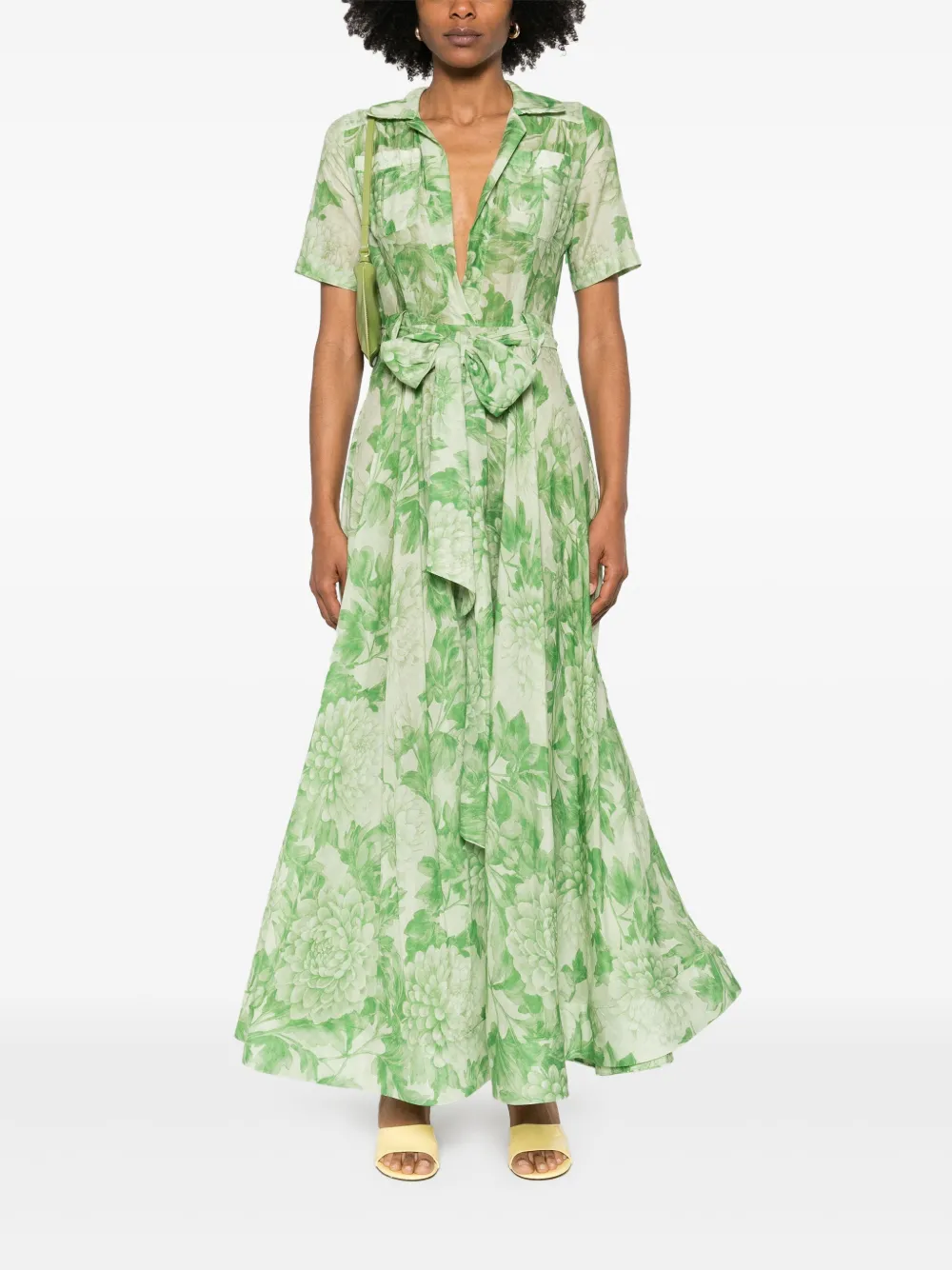 MOOS STUDIO Botanica maxi-jurk - Groen