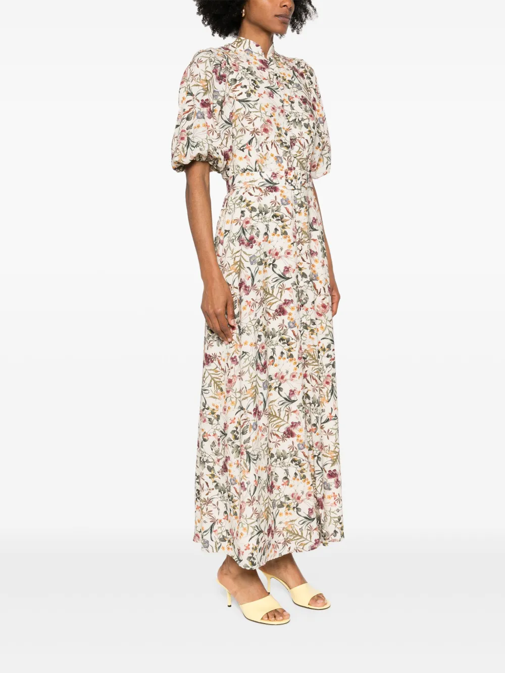 MOOS STUDIO Jardin de Fleurs maxi-jurk Beige