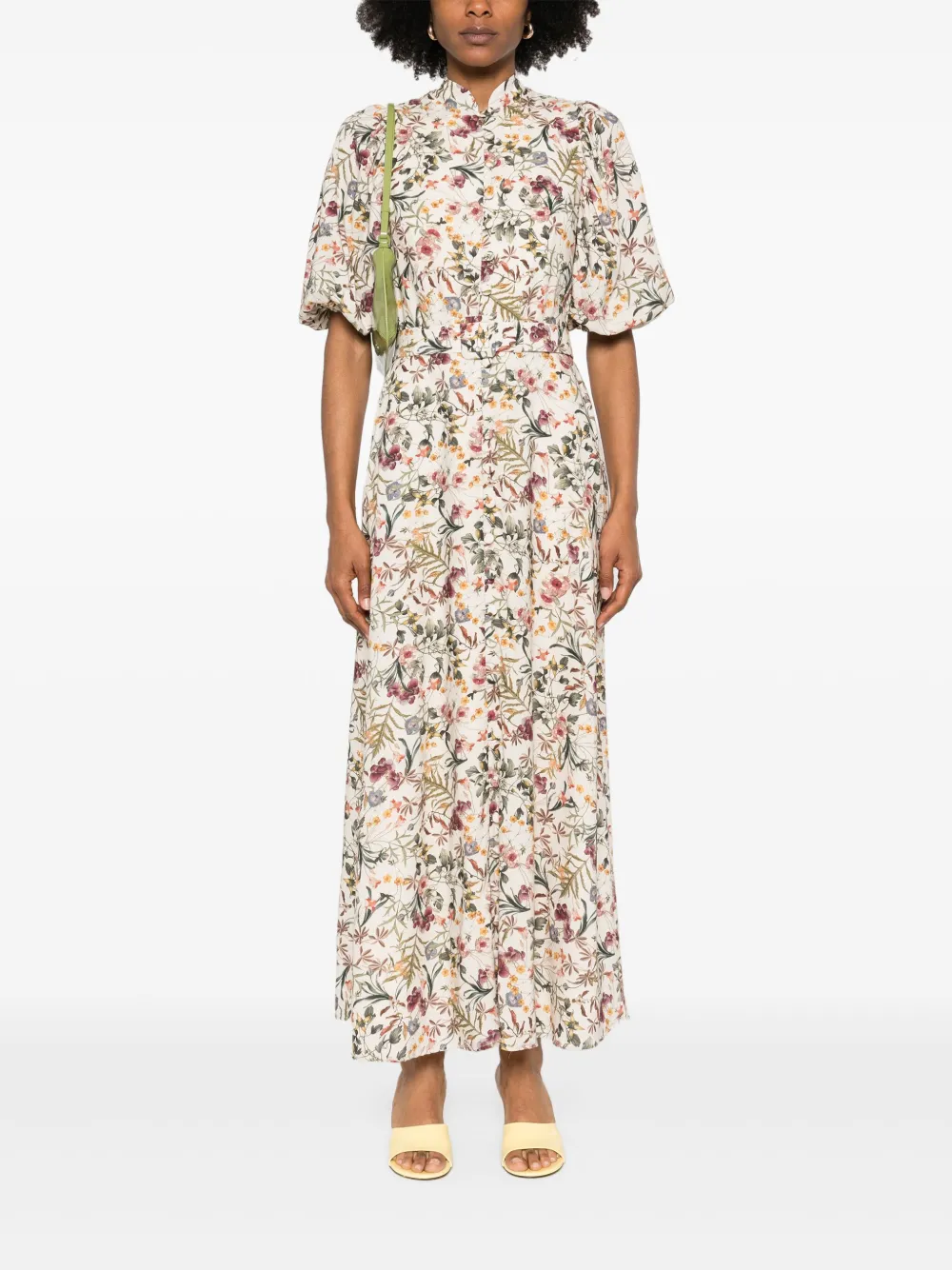 MOOS STUDIO Jardin de Fleurs maxi-jurk - Beige