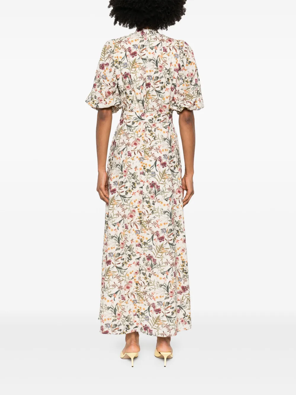 MOOS STUDIO Jardin de Fleurs maxi-jurk Beige