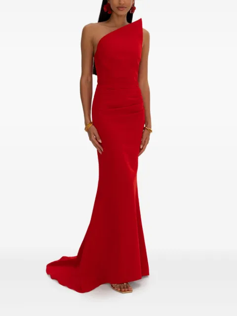 MOOS STUDIO asymmetric-neck maxi dress