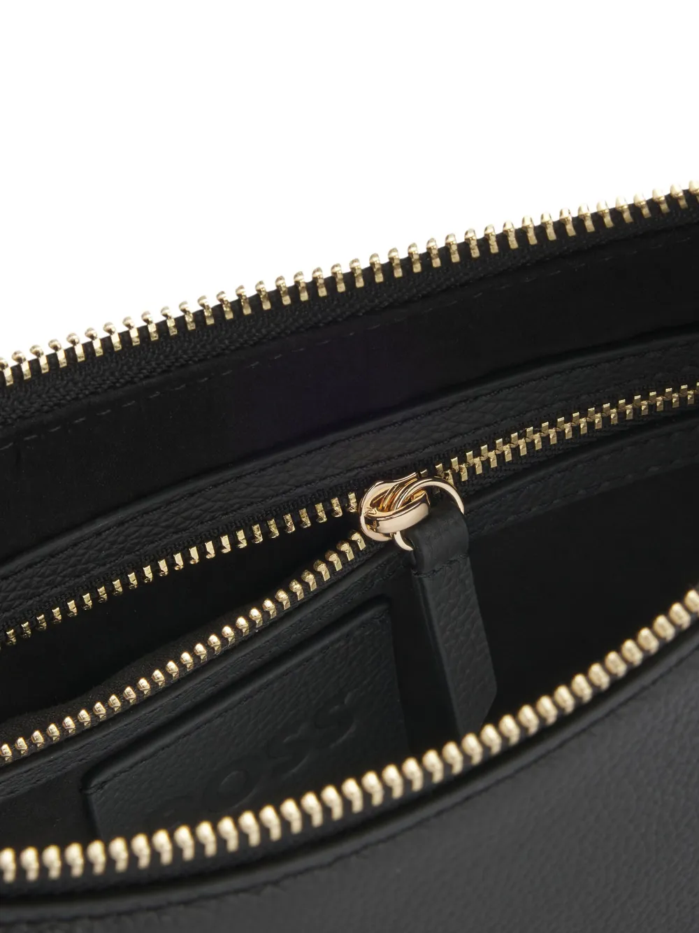 BOSS Leren shopper Zwart