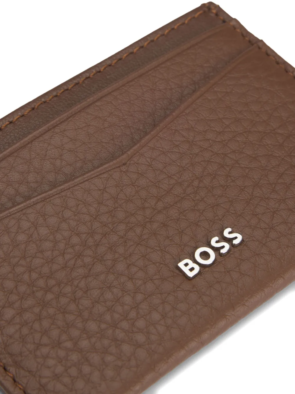 BOSS Pasjeshouder van bewerkt leer Bruin