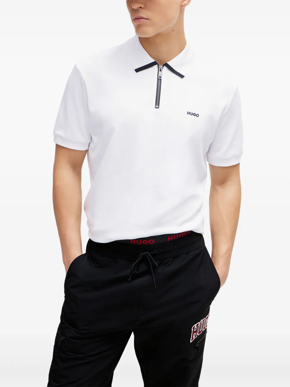 HUGO Poloshirt met rits Wit