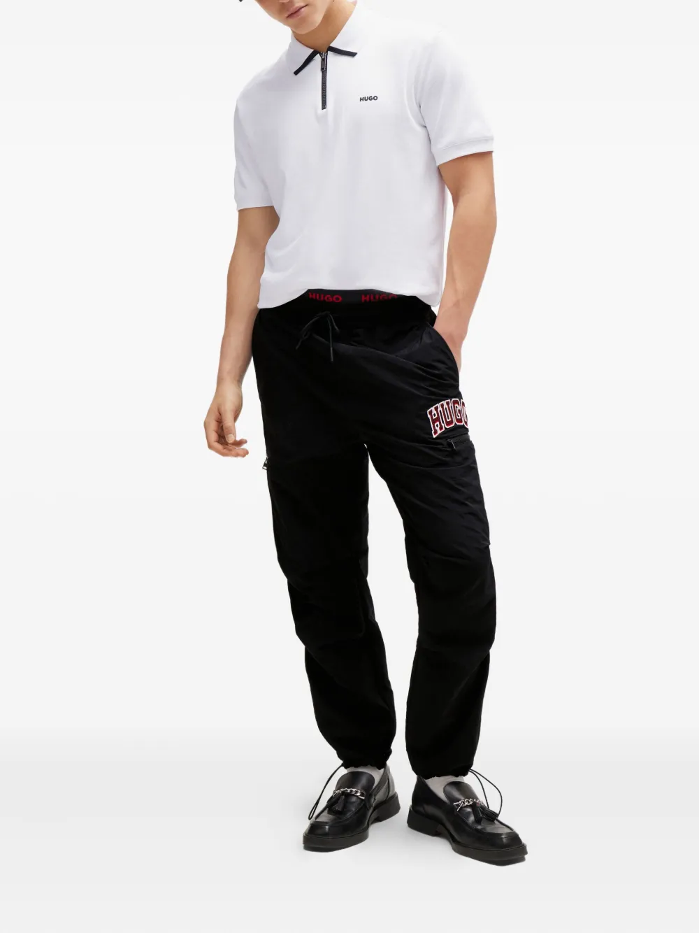 HUGO Poloshirt met rits Wit