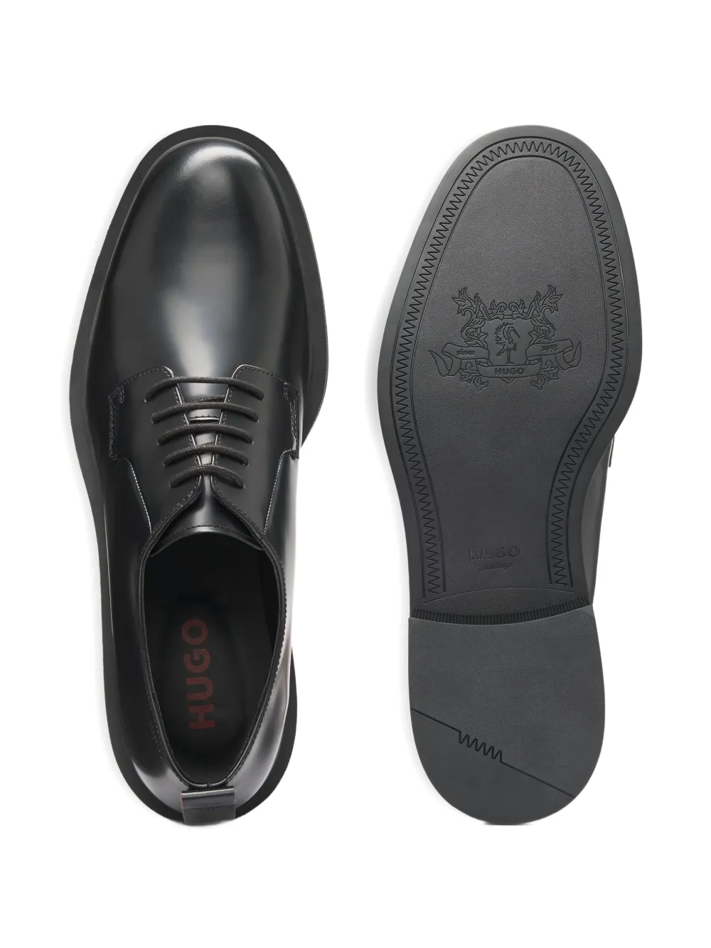 HUGO Leren derby schoenen Zwart