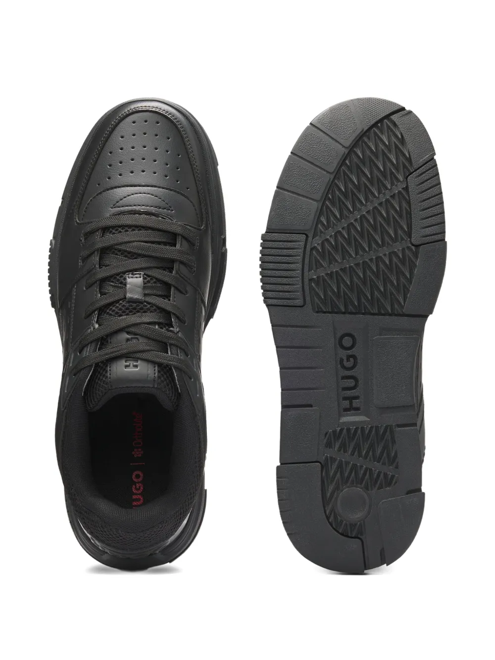 HUGO Leren sneakers Zwart