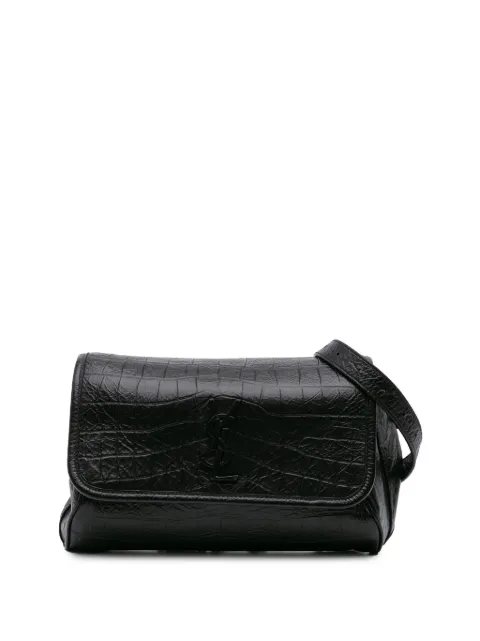 Saint Laurent Pre-Owned 2019 Baby Crocodile Embossed Leather Monogram Niki shoulder bag