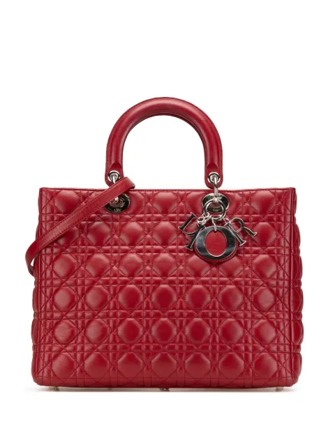 Christian Dior Pre-Owned bolsa satchel Large Lambskin Cannage Lady Dior 2010