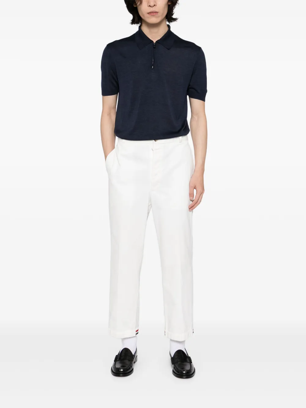 Kiton Poloshirt met halve rits - Blauw