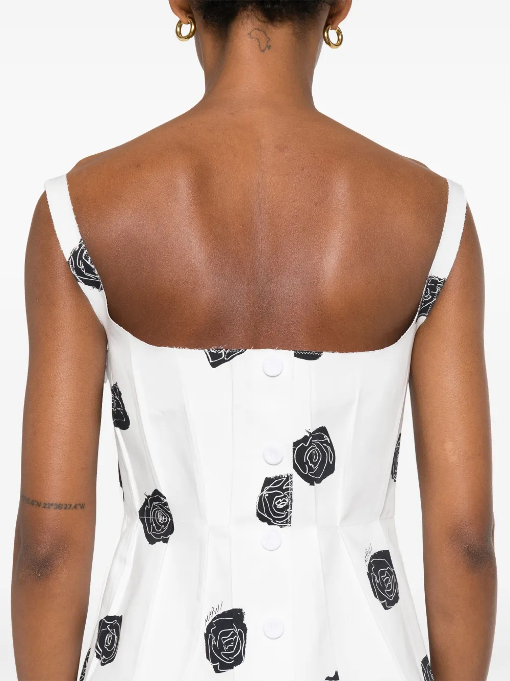 Marni Midi-jurk met roosprint Wit