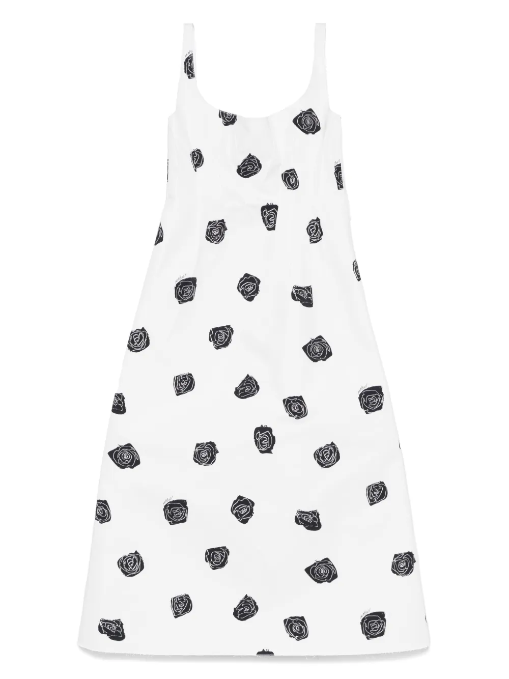 Marni Midi-jurk met roosprint Wit