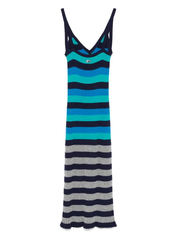 Robe à Bretelles Sonia Rykiel Bleu Nuit - Taille 38 - Coton Et Soie - Comme Neuve