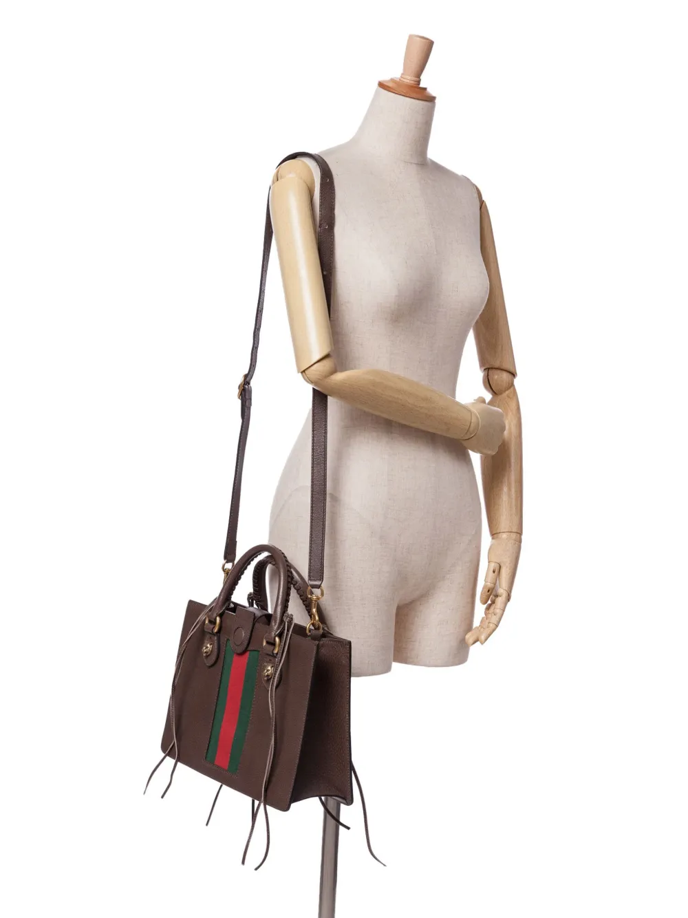 Gucci Pre-Owned Borsa a tracolla media in pelle di vitello pieno fiore con motivo animalier e decorazione Web 2016 | Image 7