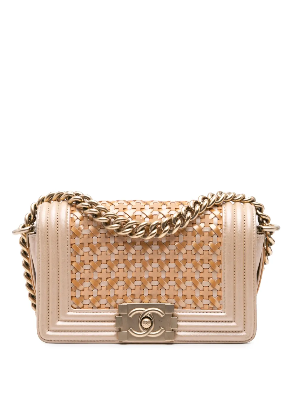 CHANEL Pre-Owned 2014-2015 スモール メタリック カーフスキン ブレイド ボーイ フラップ ショルダーバッグ - CHANEL Pre-Owned 2014-2015 スモール メタリック カーフスキン ブレイド ボーイ フラップ ショルダーバッグ -