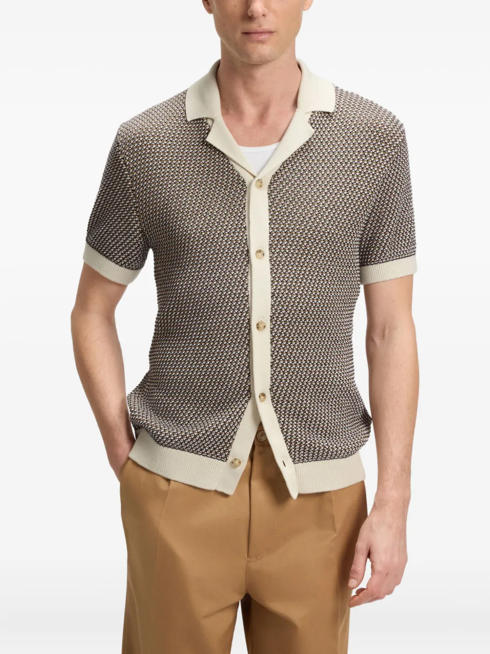 Hugo Boss Boss Iconico Knit Polo Beige In Brown
