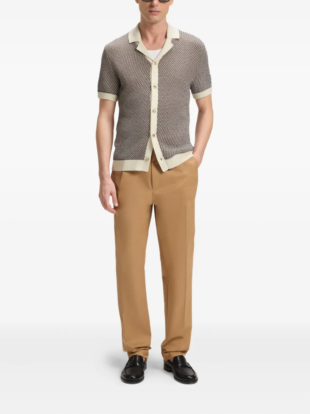 Hugo Boss Boss Iconico Knit Polo Beige In Brown