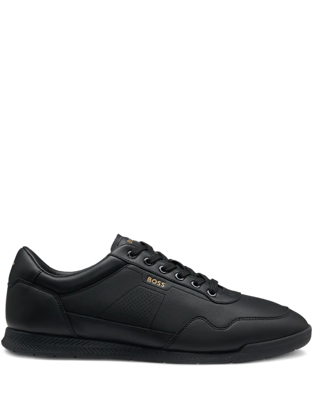 BOSS logo-stamp leather sneakers Black