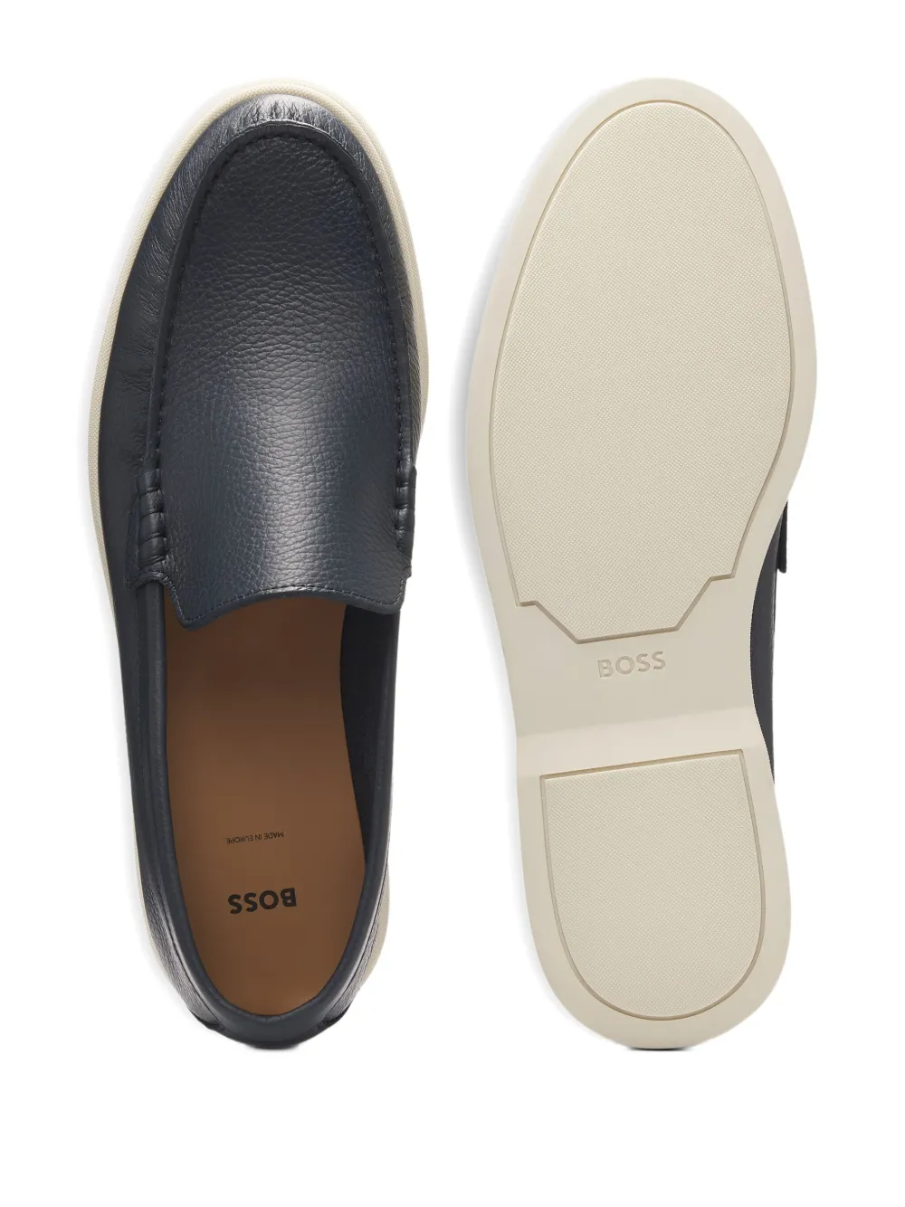 BOSS Leren loafers Blauw