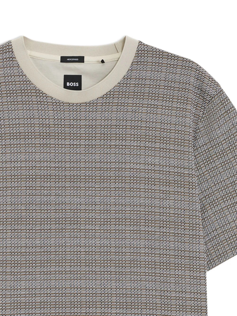 Hugo Boss Mercerized-cotton T-shirt With Grid Pattern In Gray