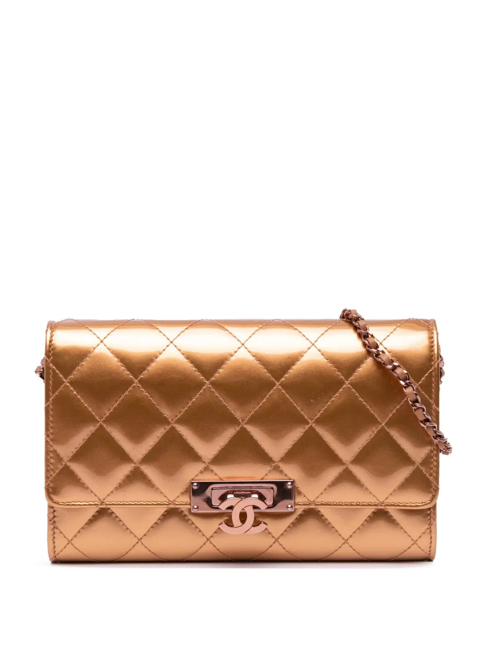 CHANEL Pre-Owned sac porté épaule matelassé Golden Class Wallet on Chain à fini métallisé (2016-2017) | or | Image 1
